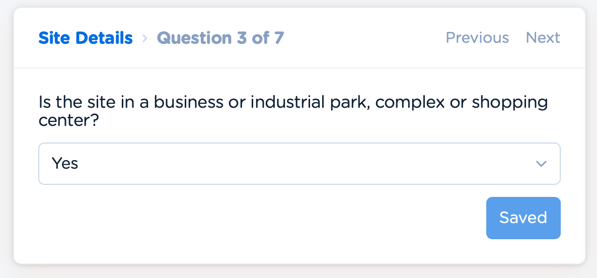 Screenshot of the question and data field survey interface